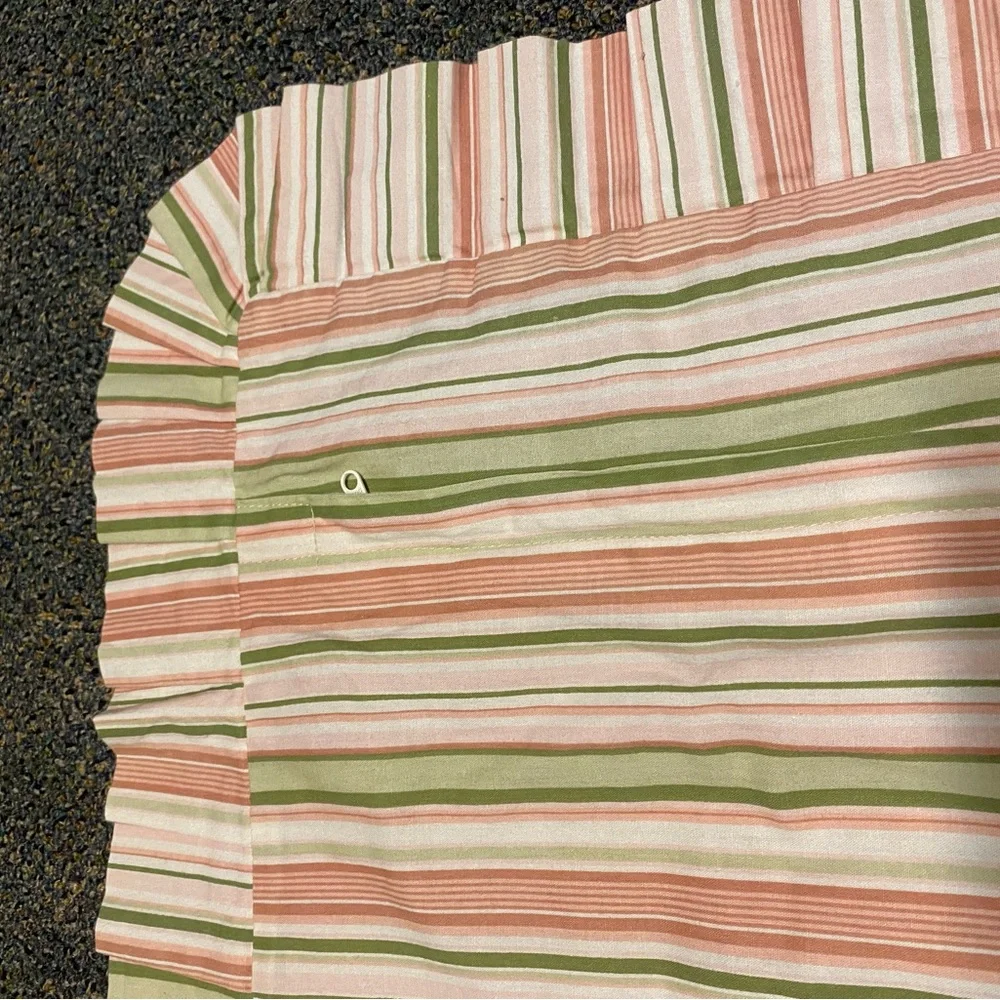 Striped Ruffled 2 Pillowcase - Pink & Green Earth Tone Retro